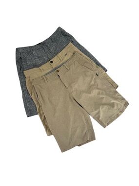 Lot of 3 Men’s Casual Hybrid, Chino Board Shorts, Beige/Charcoal, Size 32/31